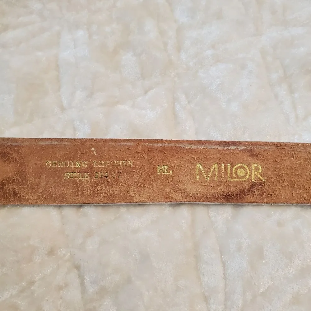 MILOR Women's Leather Belt Size‎ ML White  Aztec Print